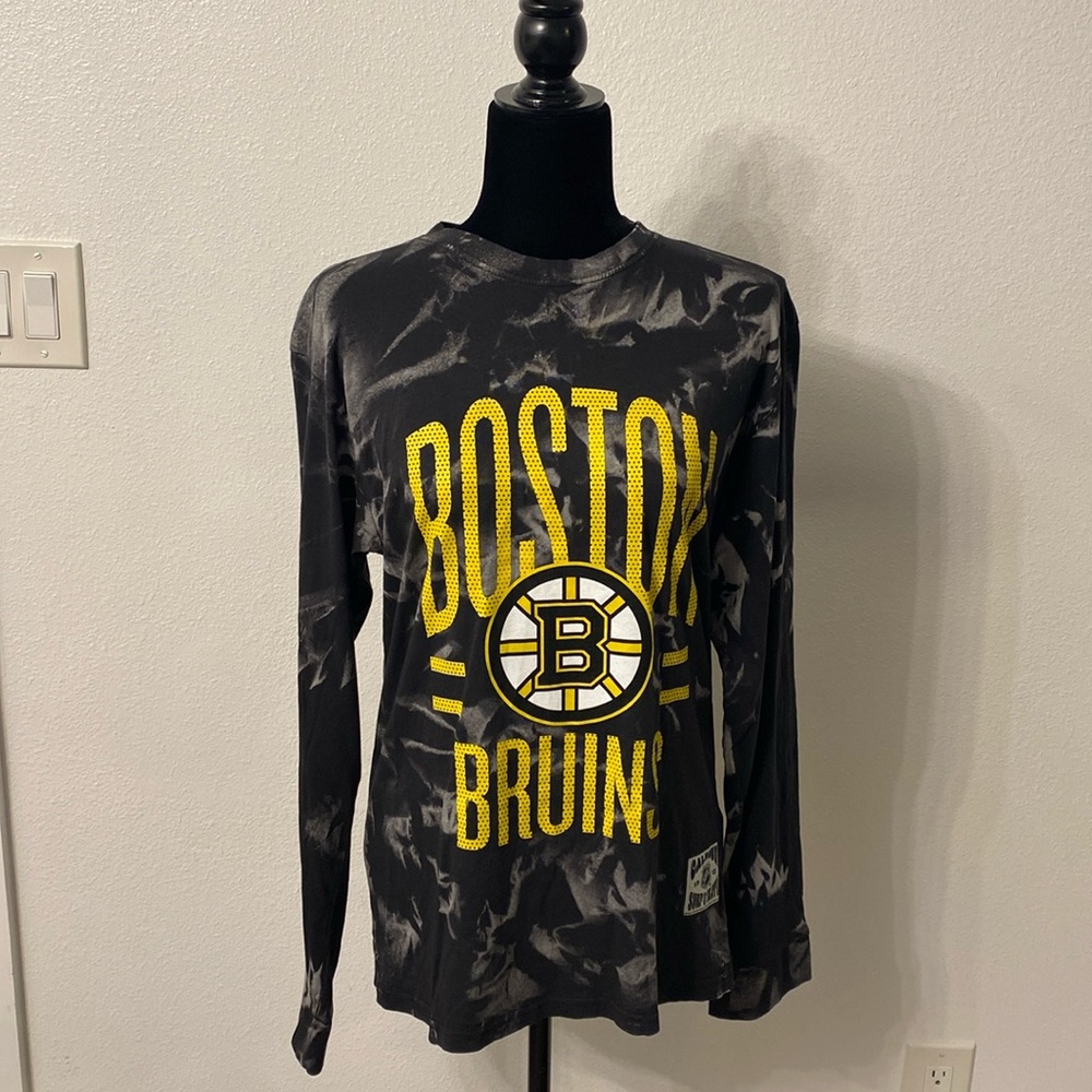 Black & Gray Calhoun Surf & Skate NHL Boston Bruins Tie Dye Long Sleeve Size L